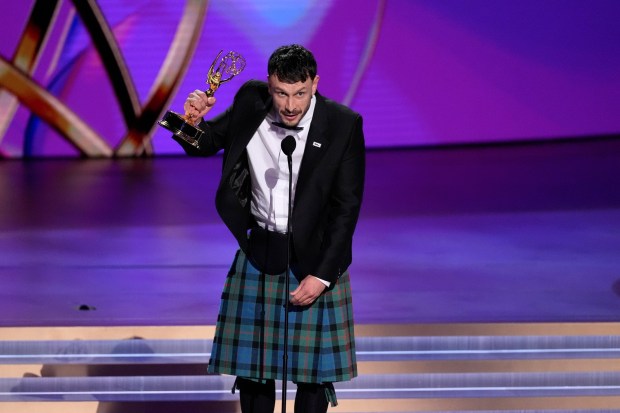 Richard Gadd accepts the award for outstanding lead actor in a limited or anthology series or movie for "Baby Reindeer" during the 76th Primetime Emmy Awards