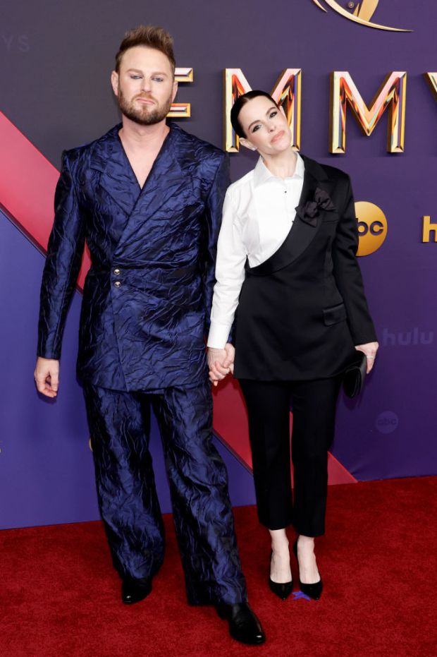 Bobby Berk and Emily Hampshire attend the 76th Primetime Emmy Awards